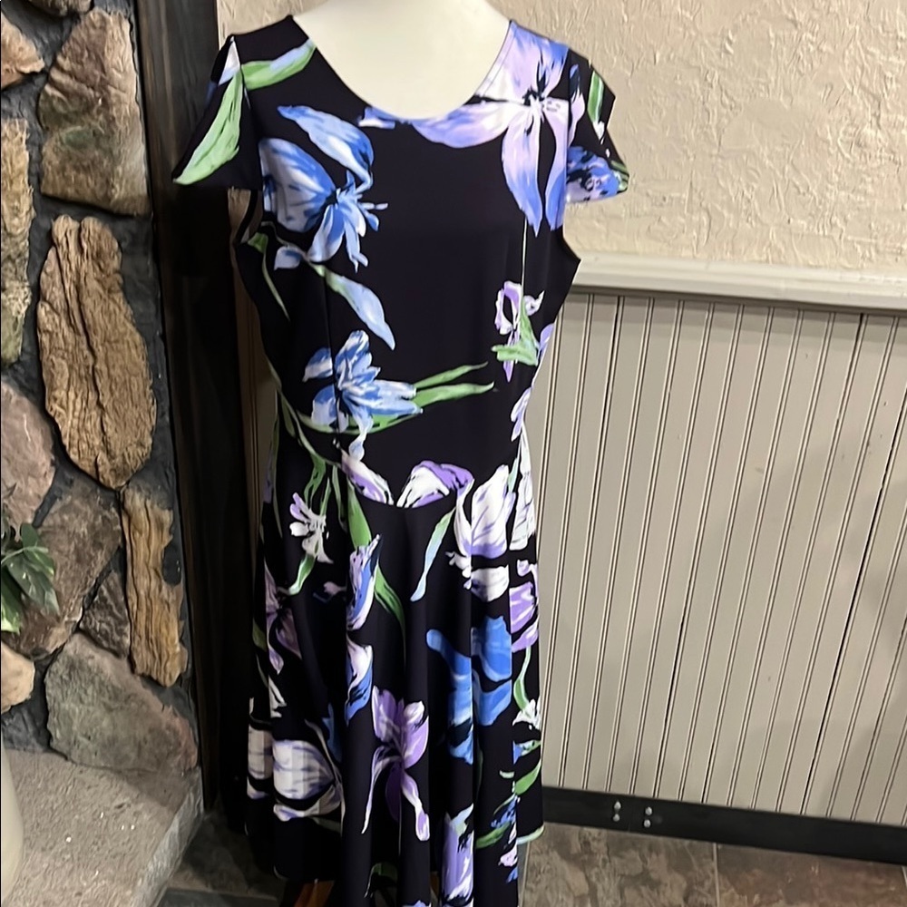 Marc Bouwer Purple and Blue Asymmetrical Sundress